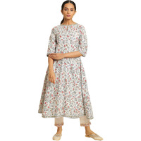 W For Woman Powder Blue Floral Printed Flared Kurta_24Few10164-120964_M