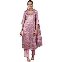 Aurelia Womens Floral Printed Straight Kurta Set With Palazzos And Dupatta For Women