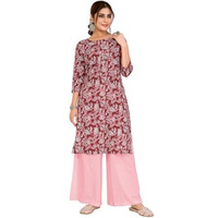 Rangita Peach Rayon Straight Printed Knee Length Kurti | Kurta For Women_Xl