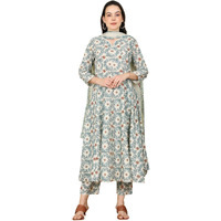 White Floral Printed A-Line Kurta, Pants And Dupatta Set_24Auws11932-124870_M
