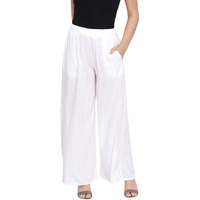 Lyra Women's Rayon Solid Palazzo | Free Size | Pack Of 1 White