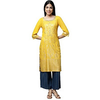 Yellow Embroiodered Festive Kurta (Size: M)-24Aua14032-506943