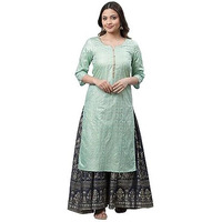 Green Foil Printed Embellished Kurta (Size: 2Xl)-24Aua14689-507575