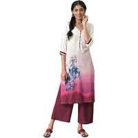 Aurelia White Printed Kurta With Maroor Palazzo (Size: M)-24Auas13571-504542