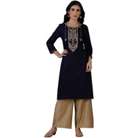 W For Woman Wine Embroidered Festive Straight Kurta (Size: Xs)-24Austw10274-704729