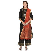Ketch Polyester Womens Kurta&Duppatapalazzo (Khk3000308_Black