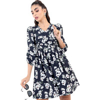Ketch Women's Polyester Classic Calf Length Casual Dress (Khj6000033 Blue