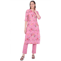 Aurelia Women's Pink Printed Straight Kurta (Size: 2Xl)-A15699-508783
