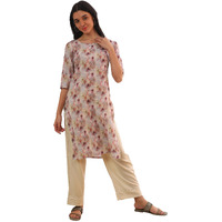 Aurelia Women's Purple Printed Pure Cotton Straight Kurta (Size: Xl)-A15702-508947