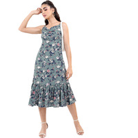 Ketch Women's Polyester Classic Calf Length Casual Dress (Khj6000055 Blue