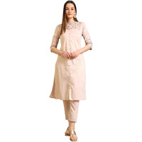 Aurelia Women's Solid Zari Viscose Blend Straight Kurta & Trousers Set (Size: Xs)-As15760-705461