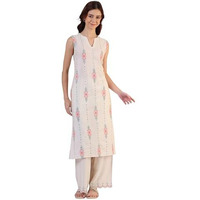 W For Woman Embroidered Straight Rayon Kurta & Parallel Pant Set (Size: Xl)-Ws12320-400780