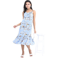 Ketch Women's Polyester Classic Calf Length Casual Dress (Khj6000075 Blue