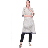 Aurelia Women's Beige Printed Modal Straight Kurta (Size: M)-A15722-509255