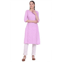 Aurelia Women's Purple Embroidered Straight Kurta (Size: L)-A15784-E608391