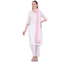 Aurelia Women's White Embroidered Pure Cotton Straight Kurta (Size: M)-A15727-608380