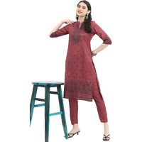 Ketch Polyester Womens Kurta With Palazzo (Khk3000464_Red