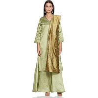 Ketch Polyester Womens Kurta&Sharara&Dupat (Khk3000469_Sea Green