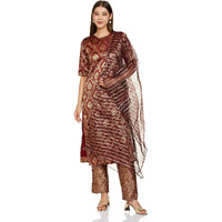 Ketch Polyester Womens Kurta With Palazzo (Khk3000483_Maroon