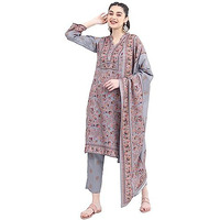 Ketch Women's Polyester Ethnic Set (Khk3000528_Mauve_L)