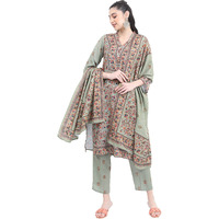 Ketch Polyester Womens Kurta With Palazzo (Khk3000529_Green