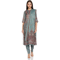 Ketch Polyester Womens Kurta With Palazzo (Khk3000533_Green