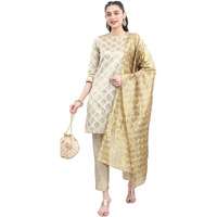 Ketch Polyester Womens Kurta With Palazzo (Khk3000543_Beige
