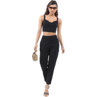 Ketch Polyester Blend Women Western Casual Fit Co-Ord Set Standard Length Playwear Dress (Khce000031_Black_S)