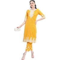 Ketch Polyester Womens Kurta With Palazzo (Khk3000562_Mustard