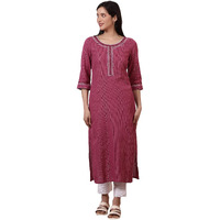 Aurelia Women's Pink Embroidered Cotton Lurex Kurta And Pants Set (Size: M)-Onas14423-704530