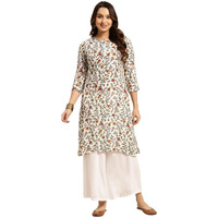 Rangita White Rayon Calf Length Printed Straight Kurti For Women | Kurta For Women_L