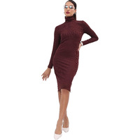 Ketch Lycra Womens Fashion Wear Casual Fit Dress Standard Length (Khj6000182_Brown_S)