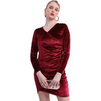 Ketch Polyester Blend Womens Fashion Wear Party Fit Dress Standard Length (Khj6000216_Red_S)