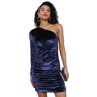 Ketch Polyester Blend Womens Fashion Wear Party Fit Dress Standard Length (Khj6000228_Navy Blue_S)