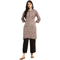 Rangita Brown Rayon Knee Length Printed Straight Kurti For Women | Kurta For Women_S