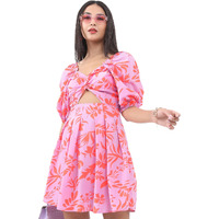 Ketch Polyester Womens Short Sleeve Casual Fit Dress Midi Khj6000238_Lilac