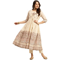Rangita Beige Chanderi Calf Length Printed Anarkali Kurti For Women | Kurta For Women_2Xl