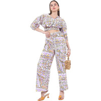 Ketch Polyester Women Western Casual Fit Co-Ord Set Standard Length Playwear Dress (Khce000058_Lavender_Xl)