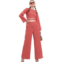 Ketch Polyester Blend Women Western Casual Fit Co-Ord Set Standard Length Playwear Dress (Khce000064_Pink_Xl)