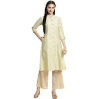 Rangita Green Polyester Calf Length Solid A-Line Kurti For Women | Kurta For Women_S