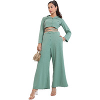 Ketch Polyester Blend Women Western Casual Fit Co-Ord Set Standard Length Playwear Dress (Khce000071_Green_M)