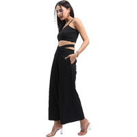 Ketch Polyester Blend Women Western Casual Fit Co-Ord Set Standard Length Playwear Dress (Khce000073_Black_S)