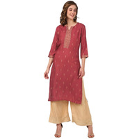 Rangita Maroon Rayon Knee Length Printed Straight Kurti For Women | Kurta For Women_2Xl