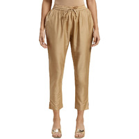 Rangita Women Beige Solid Ankle Length Straight Pant, S