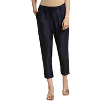 Rangita Women Navy Blue Solid Ankle Length Straightpant, L