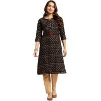 Rangita Black Rayon Calf Length Printed Straight Kurti For Women | Kurta For Women_2Xl