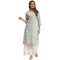 Rangita White Rayon Calf Length Printed A-Line Kurti For Women | Kurta For Women_L