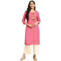 Rangita Pink Cotton Knee Length Solid Straight Kurti For Women | Kurta For Women_3Xl