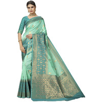 Rangita Women Banarasi Silk Jacquard Saree With Blouse Piece - Mint Green (Size 5.5 Mtr)