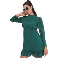 Ketch Polyester Womens Western Casual Fit Dress Standard Length (Khj6000286_Green_Xs)